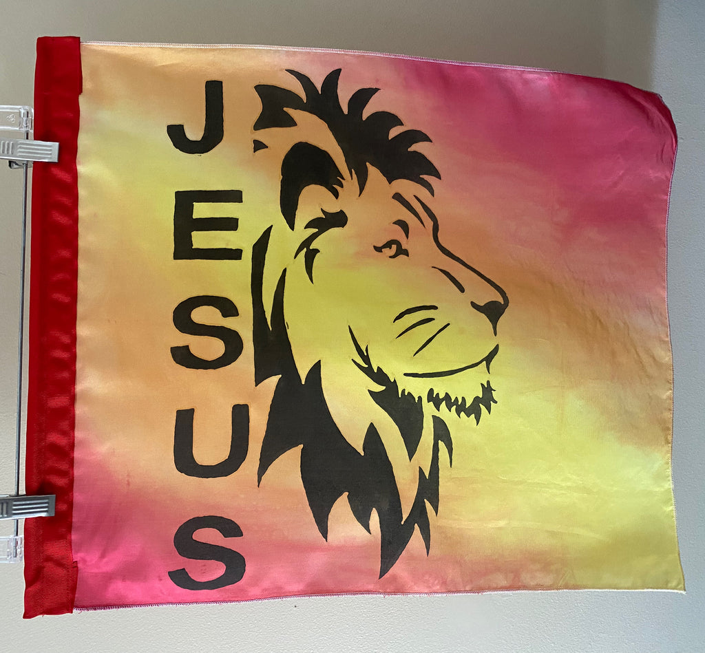 Jesus Is the Lion of Judah Child-Size Silk Worship Flags | Hand-Painted Praise Dance Flags