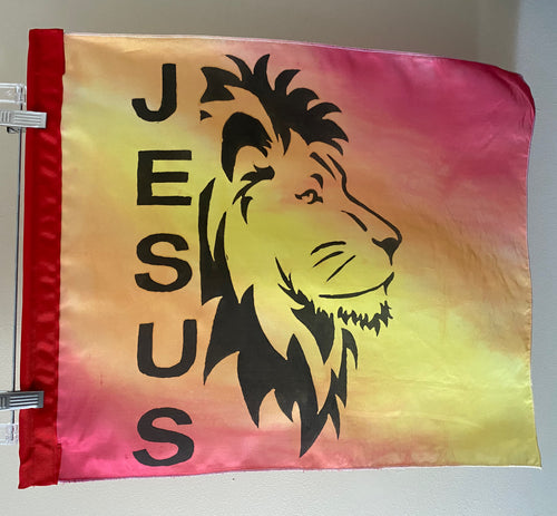 Jesus Is the Lion of Judah Child-Size Silk Worship Flags | Hand-Painted Praise Dance Flags